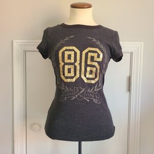 Victoria’s Secret PINK Bling Tee Size XS Y2K Vintage Love 86 Dog 00's Shirt Top